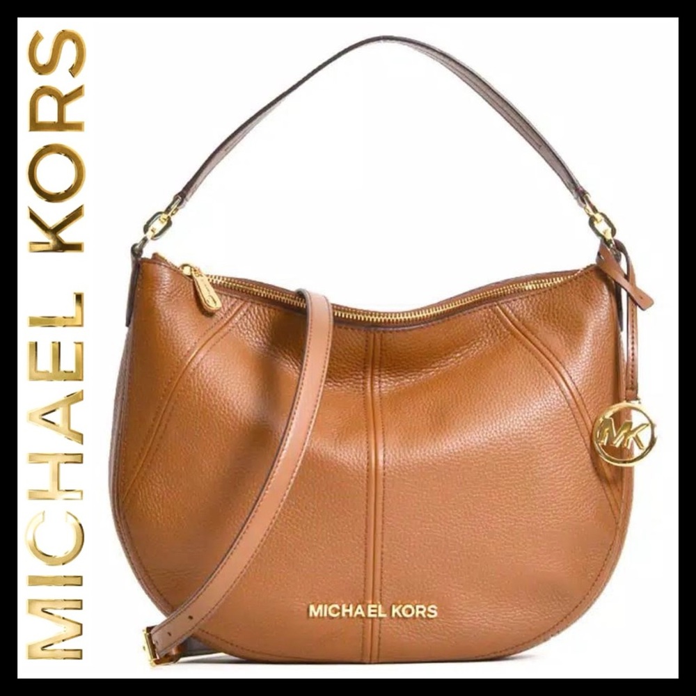 MICHAEL KORS Leather Convertible Medium Bedford Shoulder Bag Luggage